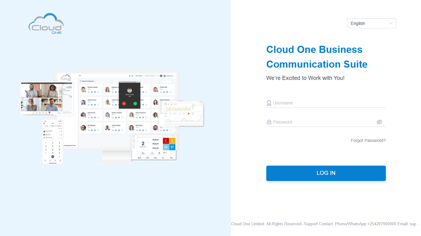 Cloud One BCS login screen
