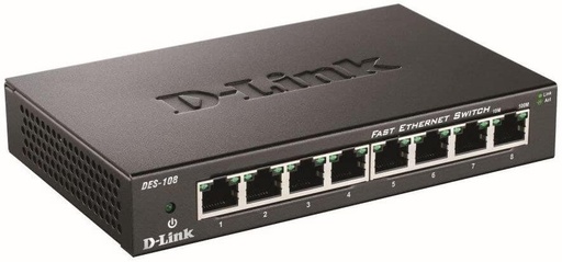 [DES-108/B] D-Link DES-108/B 8-port 10/100Base-T Unmanaged Metal Switch UK Power plug