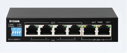 [DES-F1006P-E/B] D-Link DES-F1006P-E/B 6-port Fast Ethernet Unmanaged Long Range 250m PoE+ Surveillance Switch with 4 PoE ports