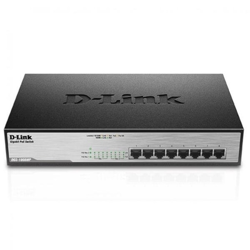 [DGS-1008MP] D-Link DGS-1008MP 8-port 10/100/1000Base-T Unmanaged PoE Switch , 125W PoE Power budget