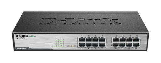 [DGS-1016D/B] D-Link DGS-1016D/B 16-port 10/100/1000Base-T Unmanaged Green Desktop Gigabit Switch (rackmountable) UK plug