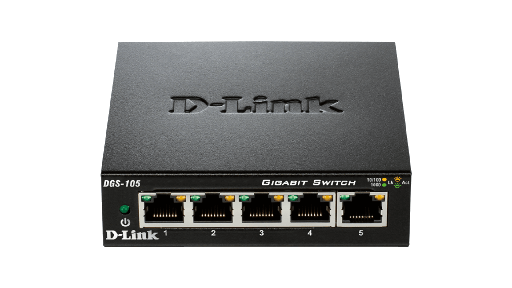 [DGS-105/B] D-Link DGS-105/B 5-port 10/100/1000Base-T Unmanaged Metal Desktop Gigabit Switch (UK Plug)