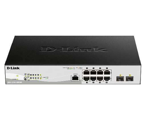 [DGS-1210-10P/ME/B1A] D-Link DGS-1210-10P/ME/B1A 8-ports 10/100/1000Base-T PoE + 2 SFP ports Metro Ethernet Managed Switch, 78W PoE Power budget. (802.3af/802.3at support)