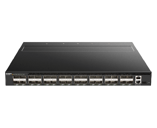 [DQS-5000-32Q38/UF] D-Link DQS-5000-32Q38/UF L3 Managed Data center switch with 32-port 100G QSFP28 interfaces, 2 front-to-back DC PSUs & 4 front-to-back fan modules included